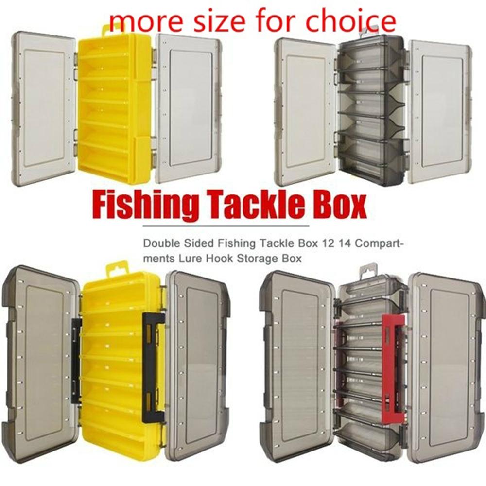 Baits Container Hook Case Lure Storage Box Fishing Tackle Box 12 14 Compartments Double Sided