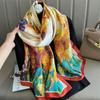Oil Painting Fashion Scarf, Women's Dual-use, Autumn and Winter Warm and Cold Scarf, Scarf Scarf, Windproof Shawl