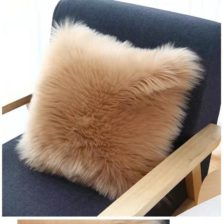 Flauschiges Kissen, langer Plüsch-Kissenbezug, Wollkissen, Fellkissenbezug, Ins Sofabettkissen, Weihnachtsdekoration, Zimmer-Wurfkissen