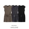 Kaslead New Arrival Women's Clothing Fashion Style Multi-Color Matching Belt Double-Sided Cloth Sleeveless Dress 0264870