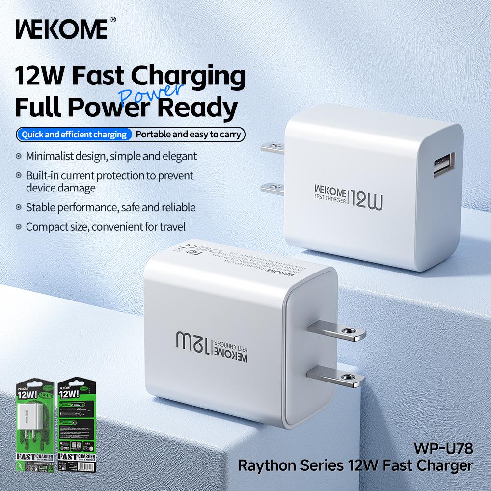 Wekome Thor 12W Fast Charger for Apple & Huawei Phones, 5V/2.4A Compatibility