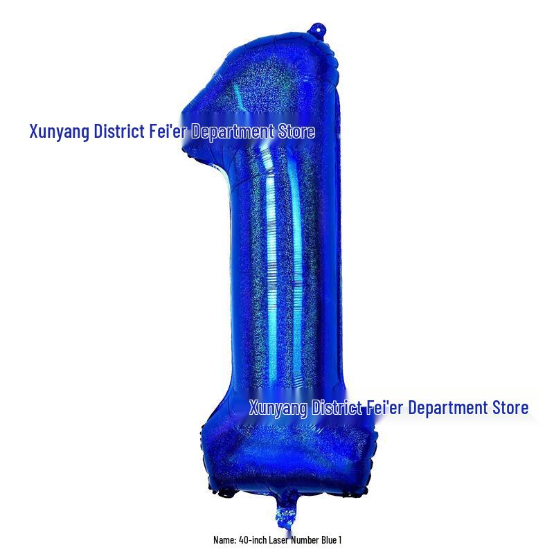 Large 40-Inch Navy Blue Laser Number Foil Balloon for Birthday Decoration