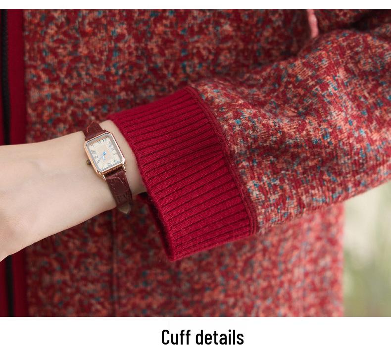 Elegant Winter Cardigan for Middle-Aged & Elderly Women: Plus Velvet, Thickened, Warm Sweater
