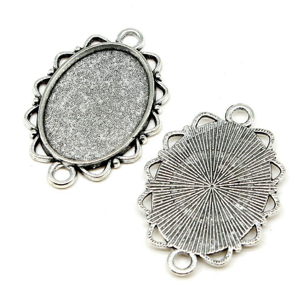 Oval Bezel Pendant Setting With Bail Fit 18x25mm Cabochon Blank Bases Tray