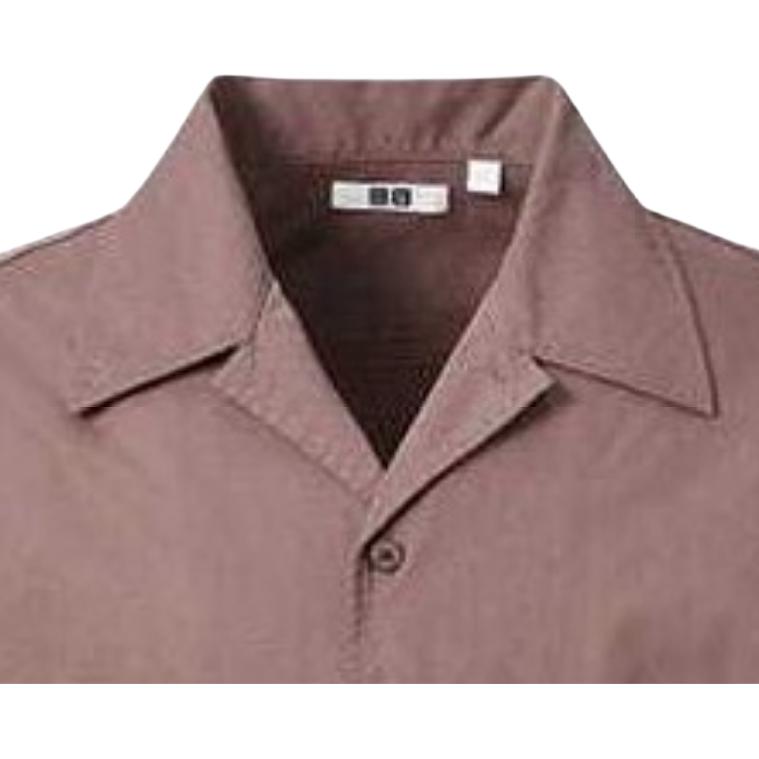 UNIQLO SS24 U Series Solid Color Button-Down Long Sleeve Shirt Men shirts Brown 464936-36