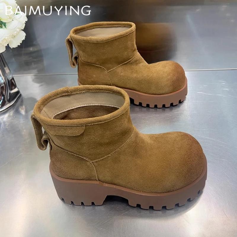 Leopard Snow Ankle Boots Women Platform Suede Warm Shoes Woman 2025 Trend Winter Brand Short Plush Motorcycle Botas De Mujer