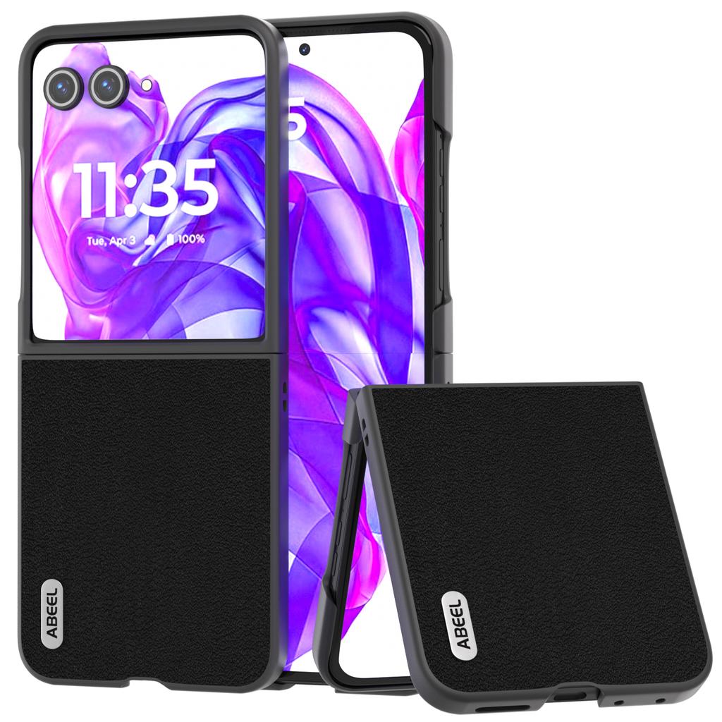 Etui dla Motorola Razr 50 Ultra 5G Prawdziwa Skóra Krowia+Twardy Pokrowiec na Telefon z PC