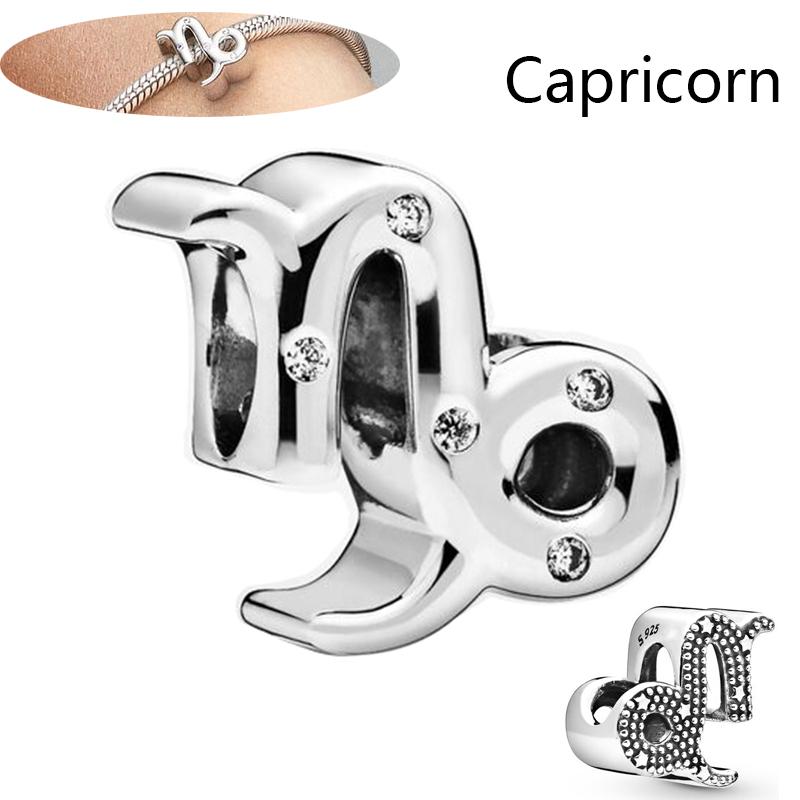 

Подлинное серебро 925 пробы Сверкающие Овен Лев Скорпион 12 Знаков Зодиака Созвездие Шармы-бусины Подходят для браслета Pantaro Циркон