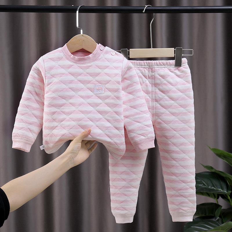 

Детский трехслойный термокомплект хлопкового белья с утеплителем для мальчиков и девочек - Утепленная пижама и домашняя одежда 73 (Height 66-73cm)