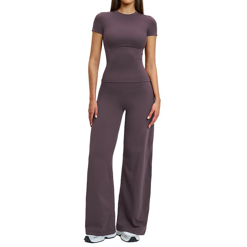 JYL Nylon Spandex Crew Neck Short Sleeve Hip Lifting Pants M теплый белый