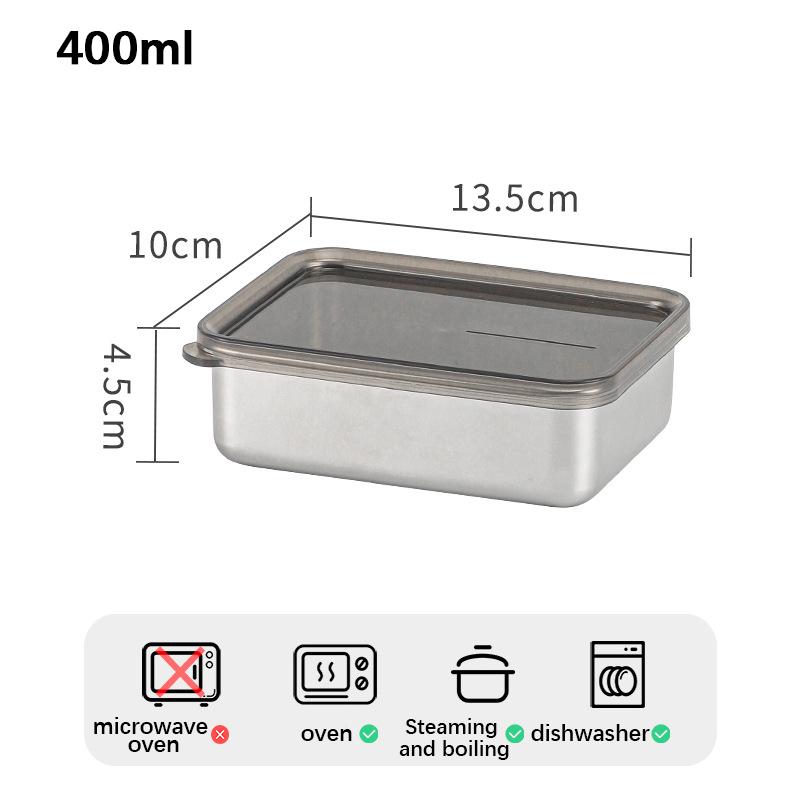 2000ML/1000ML/800ML/400ML Recipiente de armazenamento de alimentos Aço inoxidável Mini caixa de armazenamento de cozinha com tampa à prova de vazamento Acessórios de cozinha