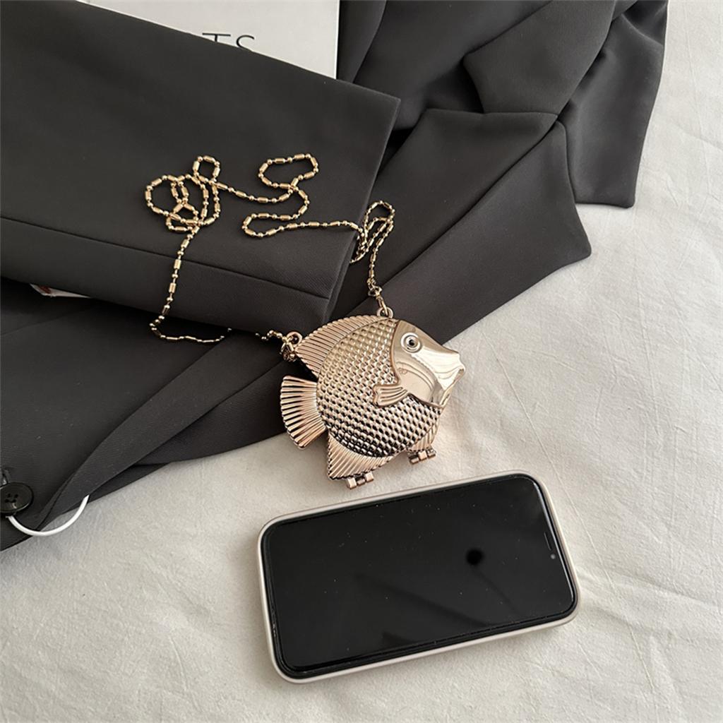 Glamorous Fish Shaped Clutch Purse for Women - Sparkly PVC Evening Bag with Detachable Strap, Mini Party Clutch for Banquet