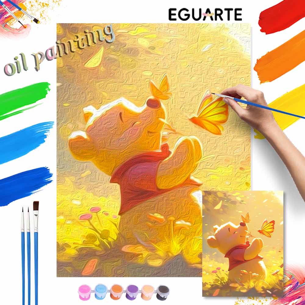 Disney Winnie the Pooh oil painting painting art cute bear butterfly handmade diy painting home decoration gift