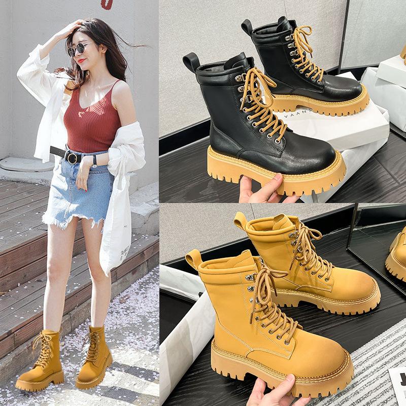 Platform Women 'S Boots Genuine Leather Motorcycle Boots Height Increasing Waterproof No -Slip Outdoor Winter Women Martin Shoes