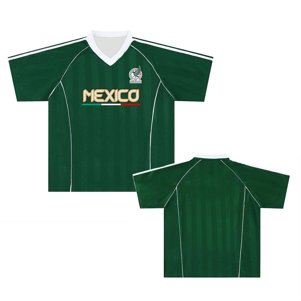 México Mexico Football Tee Jersey DIY Custom Name and Number T-shirt Graphic Print Merch Short Sleeve V-neck Unisex Tshirts Male XXS