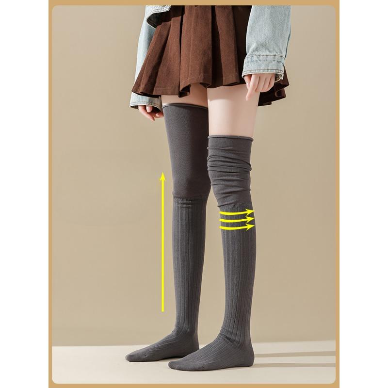 Over-the-knee Stockings, Women's Long Stockings, Autumn and Winter Cream-colored Long Boots, Anti-slip Stacked Stockings for Pregnant Women