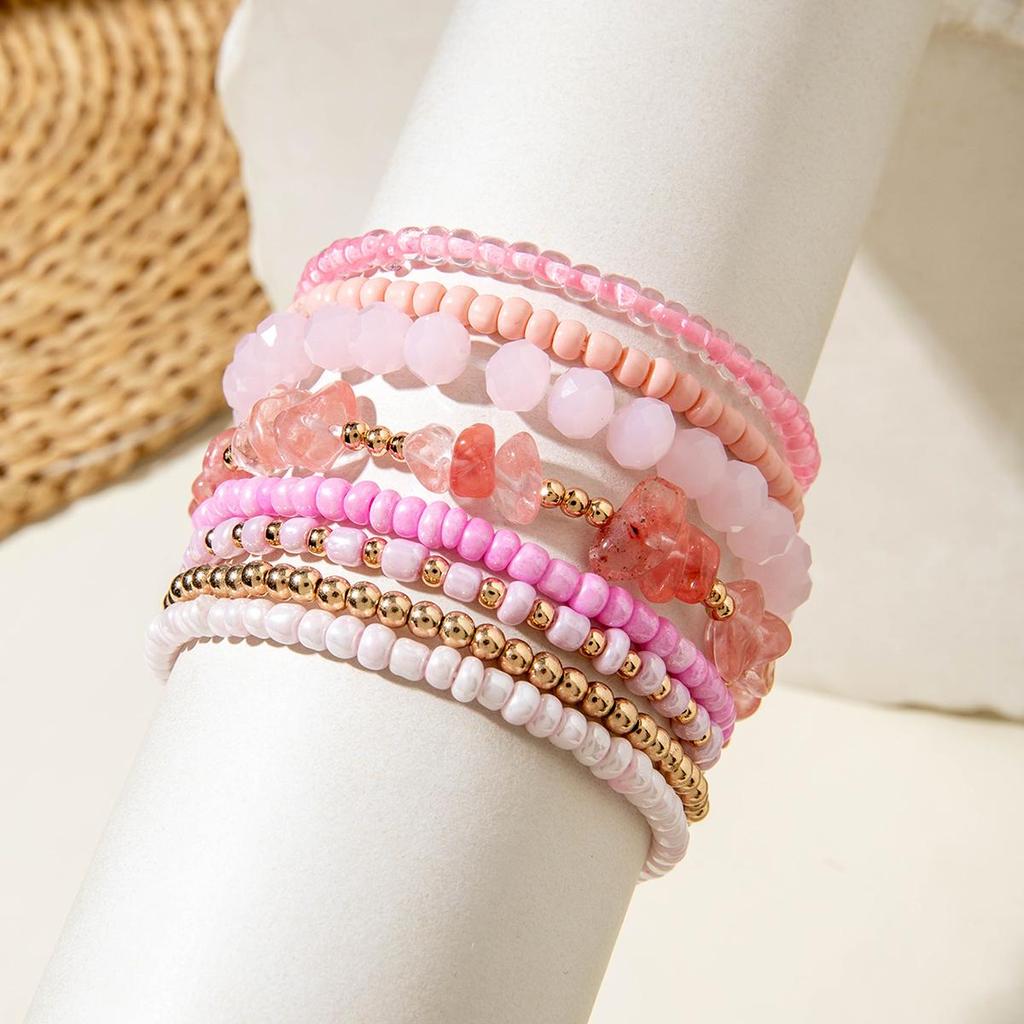 8pcs Mirad Color Brown Multi Piece Set Of Rice Bead Bracelet for Women Jewelry Personalized Matching Bracelet