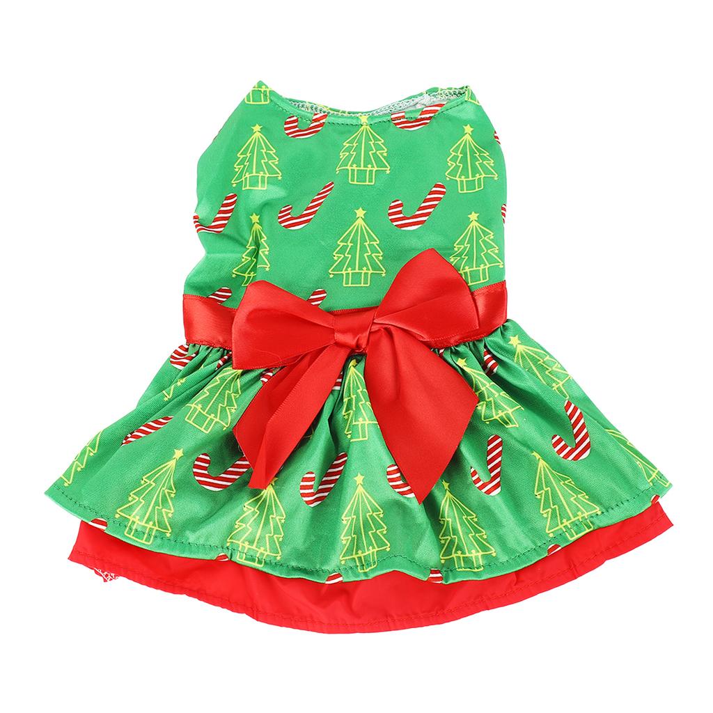 Hunde Kleid Mode Niedliches Weihnachtsbaum Muster Welpen Sommerkleid für Weihnachtsfeier Täglich L