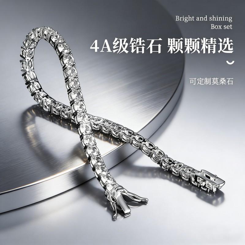 Zircon Tennis Bracelet 3-5mm Gold Plated Copper Chain Men Women Hip Hop Style Geometric Design
