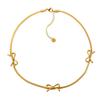 European and American Ins Fashion Light Luxury Hollow Bow Pendant Necklace Plated with 18k Gold Stainless Steel Waterproof Flat Snake Chain Jewelry