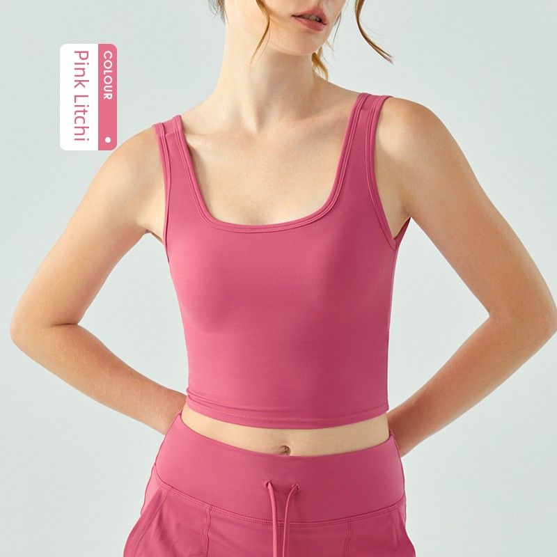 Foreign Trade Cross Beauty Back Sports Bra Women Half Fixed Cup Outer Wear All-Match Yoga Vest Tight Slimming Workout Clothes
