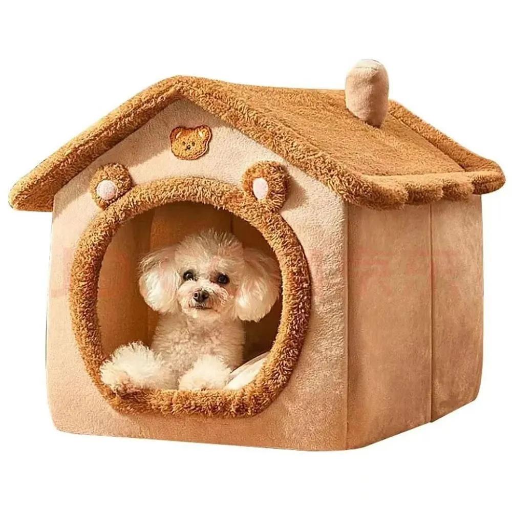 All-Season Detachable Washable Pet Kennel Semi-Enclosed Cuddly Pet House Warm Cat Bed