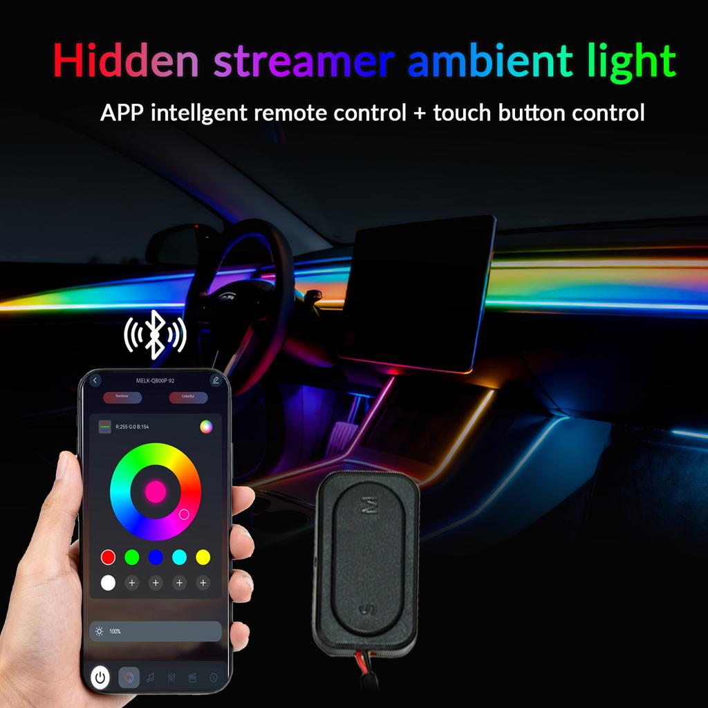 Led Car Ambient Light RGB 64 Color Symphony Streamer Acrylic LED Strip Light Neon Decoration Atmosphere Lamp Kit by APP Control