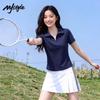 Women's Polo Pleated Half-Zip Short Sleeve T-Shirt