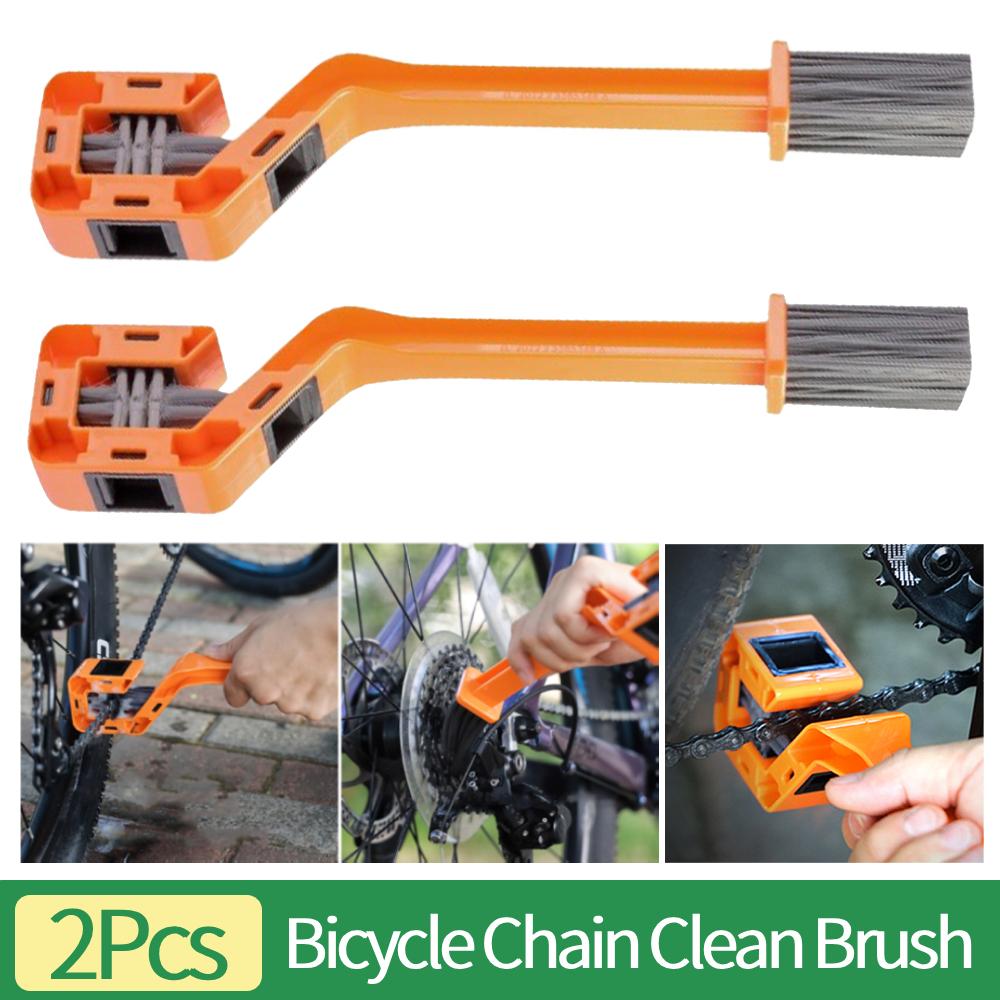 2Pcs Double Head Bicycle Chain Cleaning Brush Motorcycle Chain Clean Brush Multifunction Portable Chain Gear Cleaning Tool