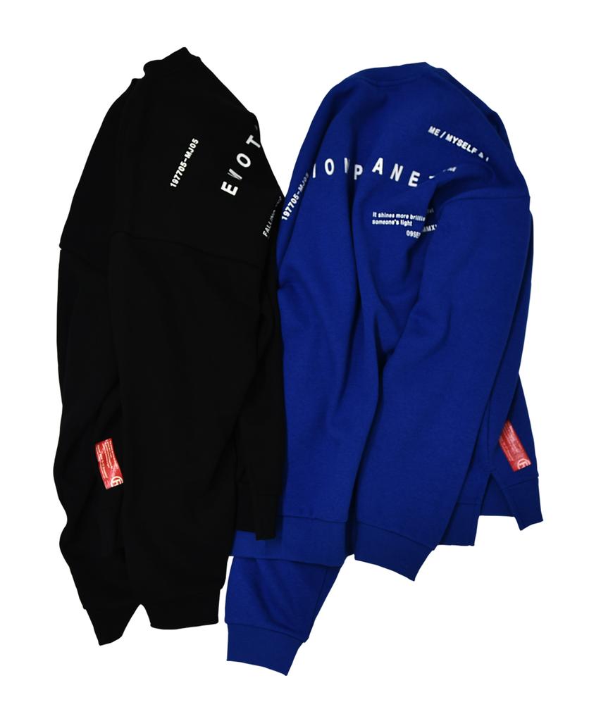EMOTION PLANET Quadrangle Brushed Fleece Sweatshirt (Black)