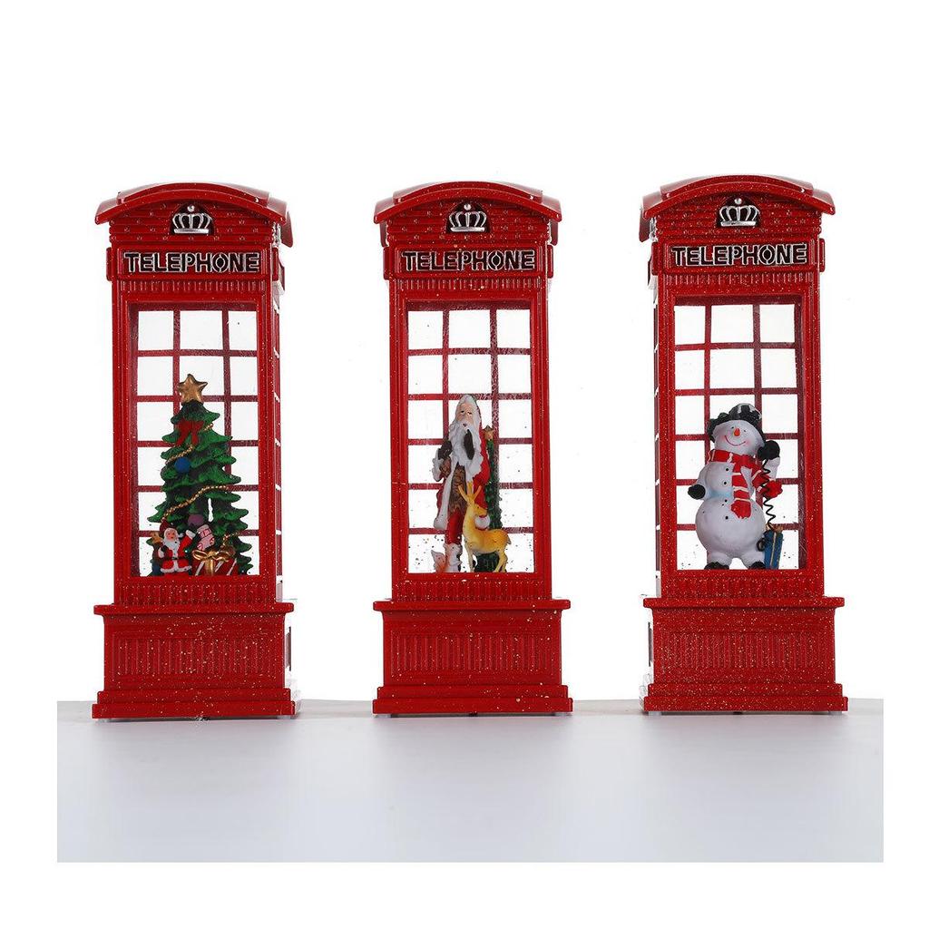 Large Luminous Telephone Booth Snow Globe - Creative Christmas Ornament & Gift