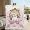 cute dog cartoon nonomochi pink Blanket Flannel warm comfort  soft plush blanket for sofa living room office bedroom travel gift
