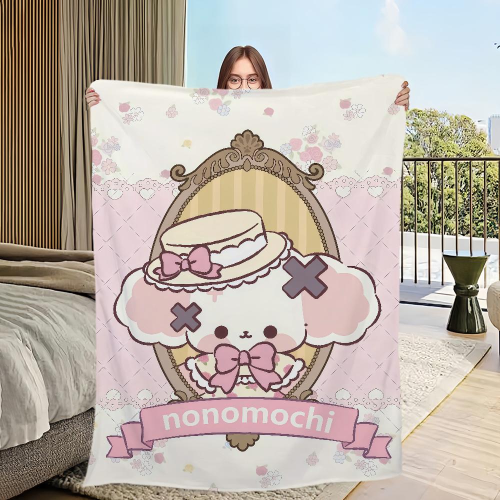 cute dog cartoon nonomochi pink Blanket Flannel warm comfort soft plush blanket for sofa living room office bedroom travel gift