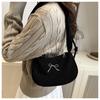 Ins Fashion Pleated Portable Small Square Bag Women's Bag 2025 Spring New Embroidered Bow Shoulder Bag Trendy Armpit Bag