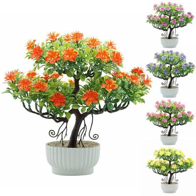 1Pc Artificial Flower Tree Potted Bonsai Home Office Garden Desktop Party Decor