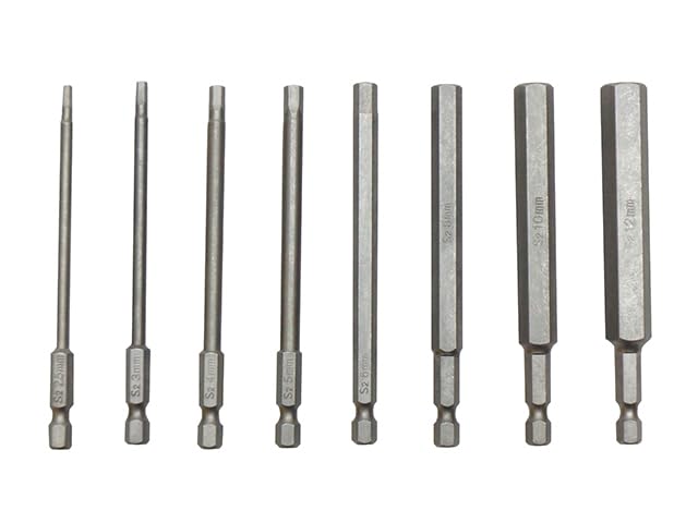 Long Hex Bit Set 100mm 1/4 Hex Bit 2.5mm 3mm 4mm 5mm 6mm 8mm 10mm 12mm Impact Driver