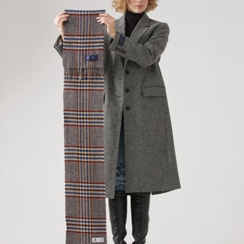 ABRAHAM MOON Merino Wool Muffler 25cm - Harrison Red Brown