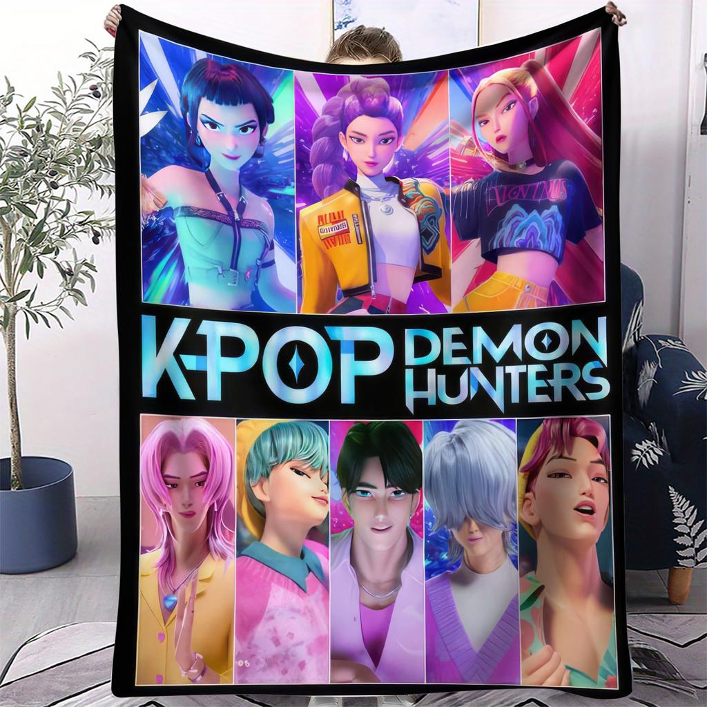 K-Pop Demon Hunters Blanket Hot Rumi Mira Zoey Fan Gifts Blanket Soft Fluffy Flannel Throw for Home Sofa Camping Travel Office