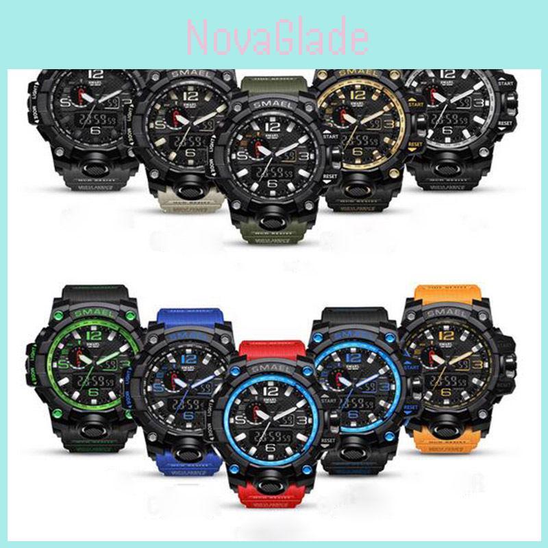 Robuste Smael Herren Militäruhr Leuchtend Alarm Sport Armbanduhr Langlebig 50m Wasserdicht