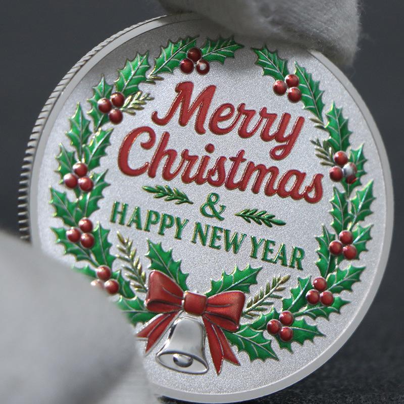 Christmas Sleigh Colored Commemorative Coins, Santa Claus Commemorative Medals, Christmas Eve, Fun Lucky Coins, Christmas Gift, Stocking Stuffers