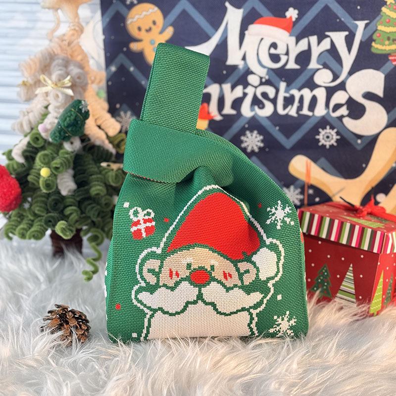 Holiday Gift Bag & Box for Christmas and Party Favors: Knitted Bag & Apple Candy Bag