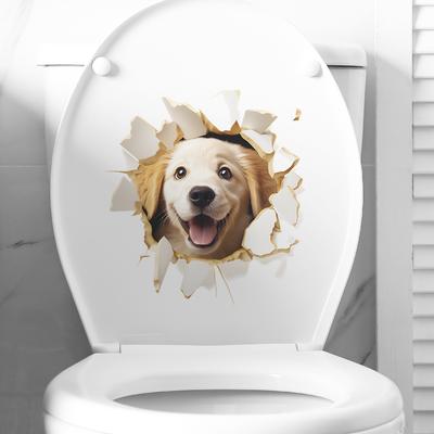 Fun-m56 Cartoon Funny Hole Simulation Dog Toilet with Bathroom Bathroom Beautification Wall Stickers