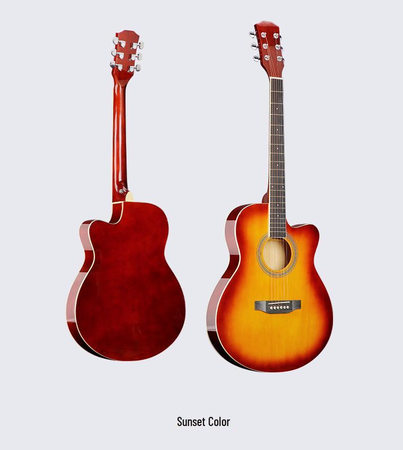 Folk 40-inch Ultra-thin Beginner Guitar for Boys & Girls - All Linden Wood, Polished Finish