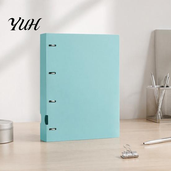 Smooth Page Turning Binder 4-Hole Document Folder/A4 File Bag, Durable PP Portable Storage Notebook Production Folder Folder, Macaron Colors