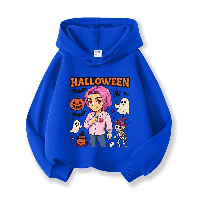 Kpop Witch Hunt Girls' Hoodies, Children's Spring and Autumn Hoodies, Fashionable and Versatile Cartoon Style Printed Thin Sweatshirts