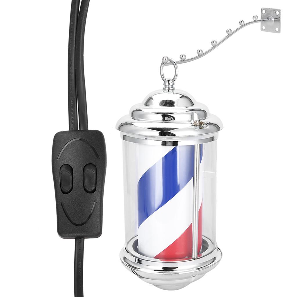 Rainproof LED Barber Shop Pole Sign Hair Salon Wall-Mounted Bright Rotating Light 28cm