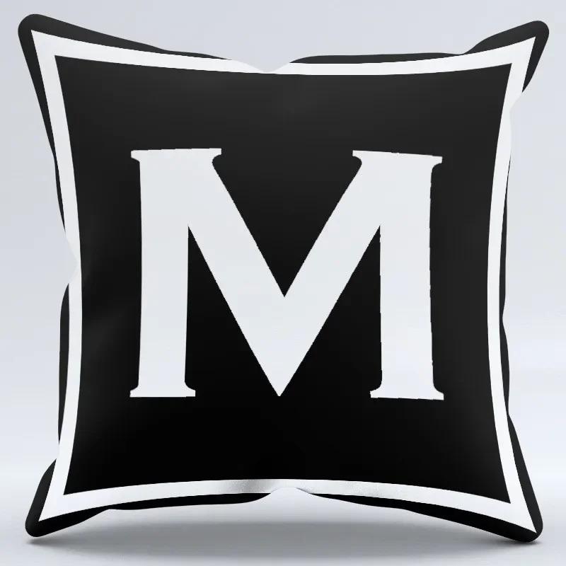 Simple Black and White Letter Print Pattern Home Bedroom Living Room Sofa Car Office Decoration Pillowcase