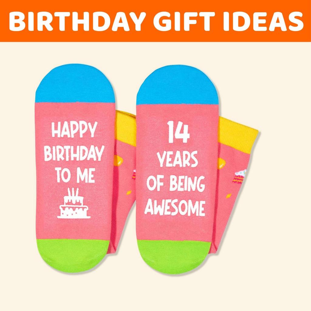 Zmart Birthday Gift Ideas for Teens - Birthday Socks for 13-19 Year Old Boys Girls 2 Pack