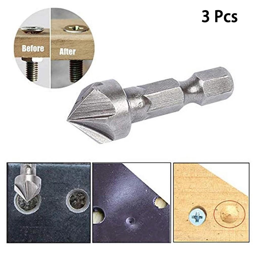 Chamfer Drill Bit Newest 1 4 Inch Shank 3612.7mm 45HCS 3 Pcs