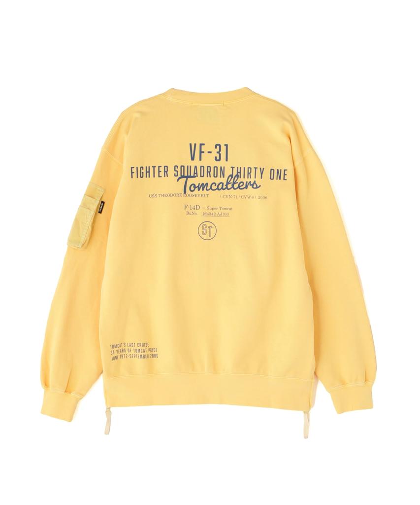 AVIREX FADE WASH MIL. POCKET SWEAT Men's M 438 lemon 783-5132011
